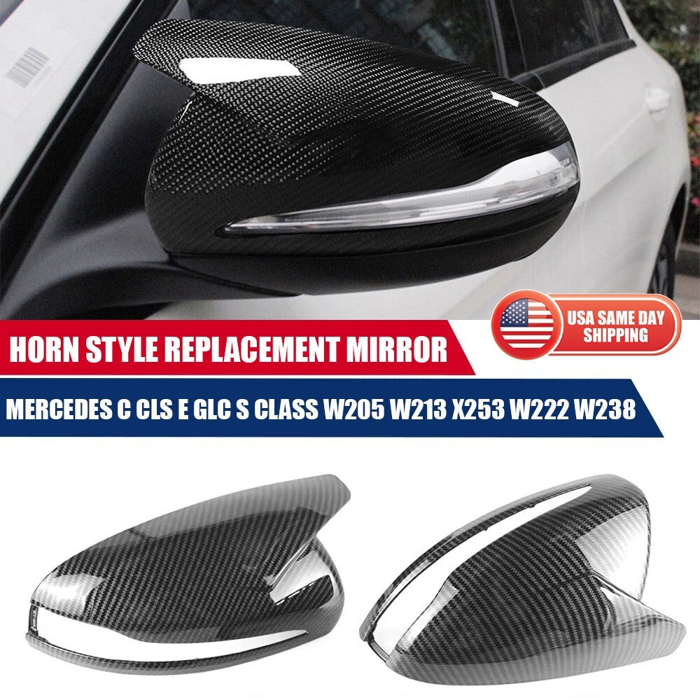 Carbon Fiber Mercedes W205 W213 X253 W222 C E S GLC Horn Mirror Cover Replace