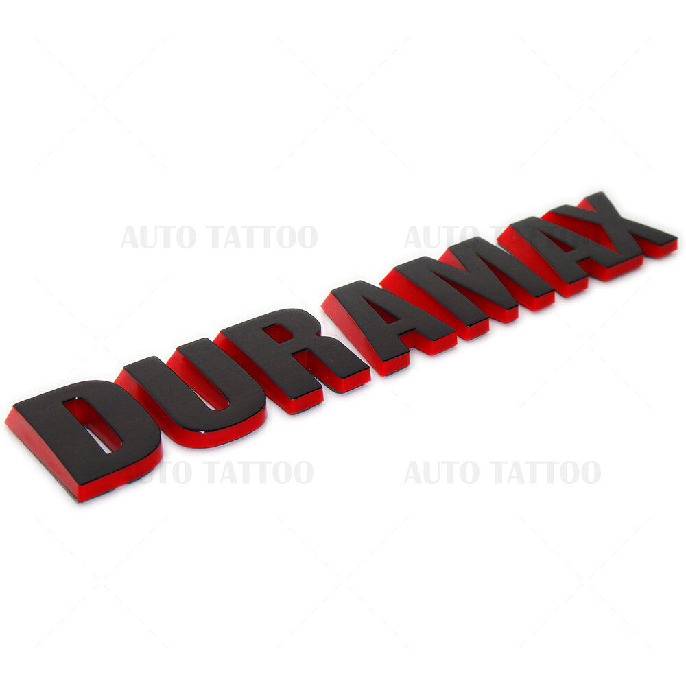 2x Silverado Duramax Redline Hood Letter Logo Emblem Badge Trucks OEM Black Red