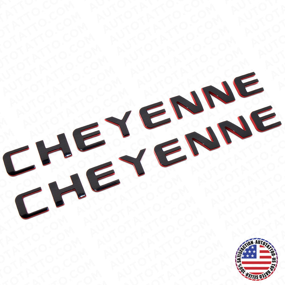 2x For Chevy Cheyenne Door Tailgate Badge Logo Emblem Truck Black Red Redline