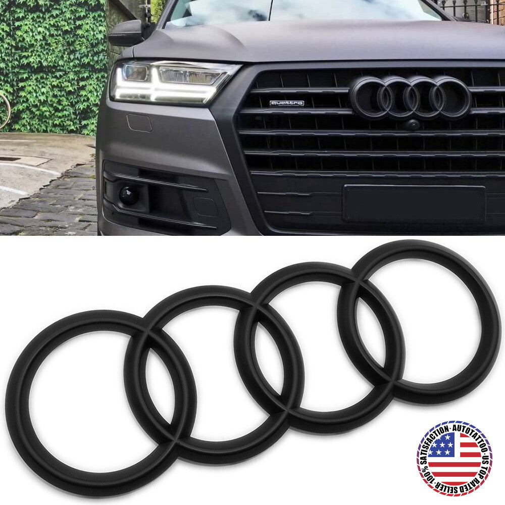 17-25 Audi Q7 SQ7 Matte Black Front Grille Rings Badge Sign Logo Emblem Decorate