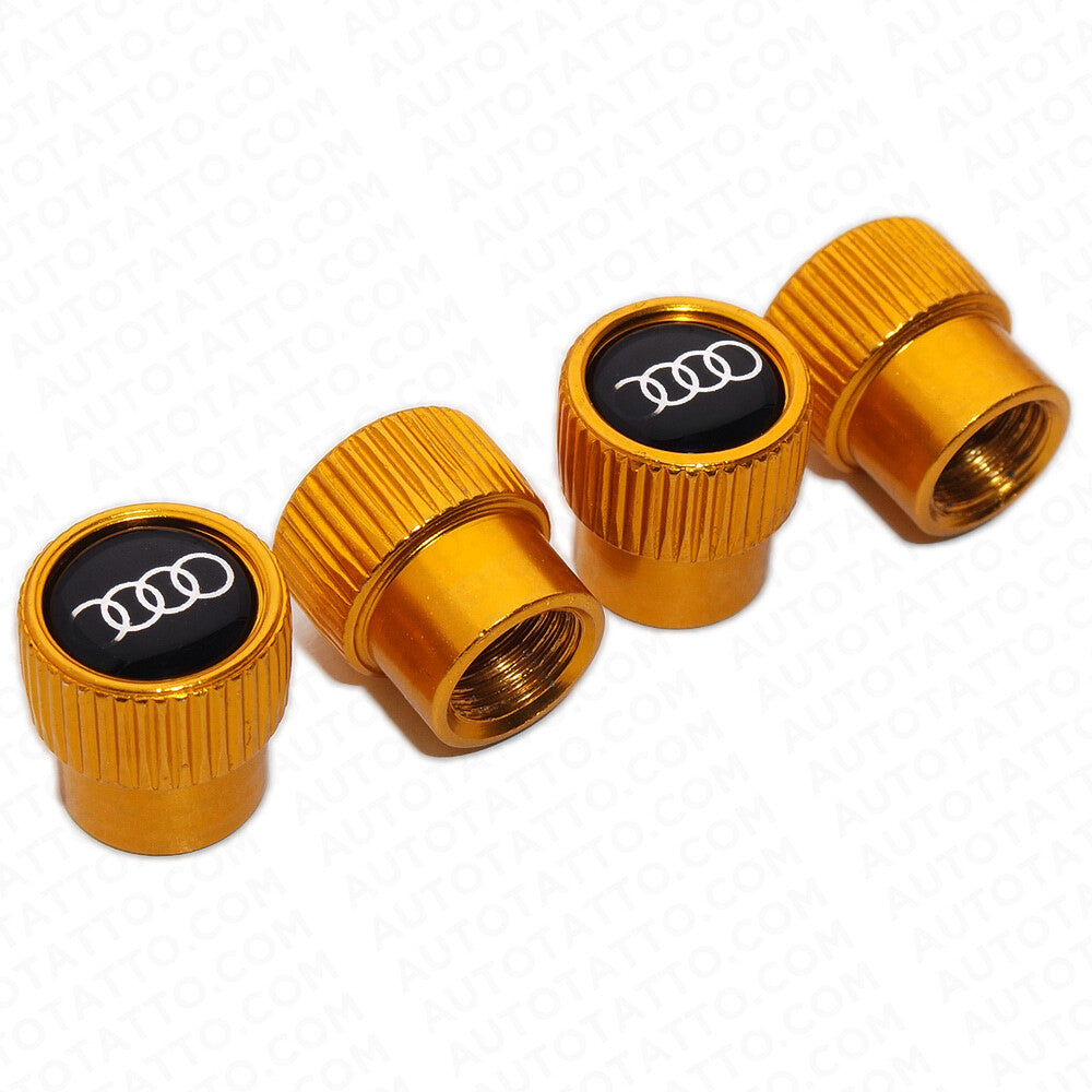 A-u-d-i Sport Roundel Car SUV Wheels Tire Air Valve Caps Stem Dust Logo Cover
