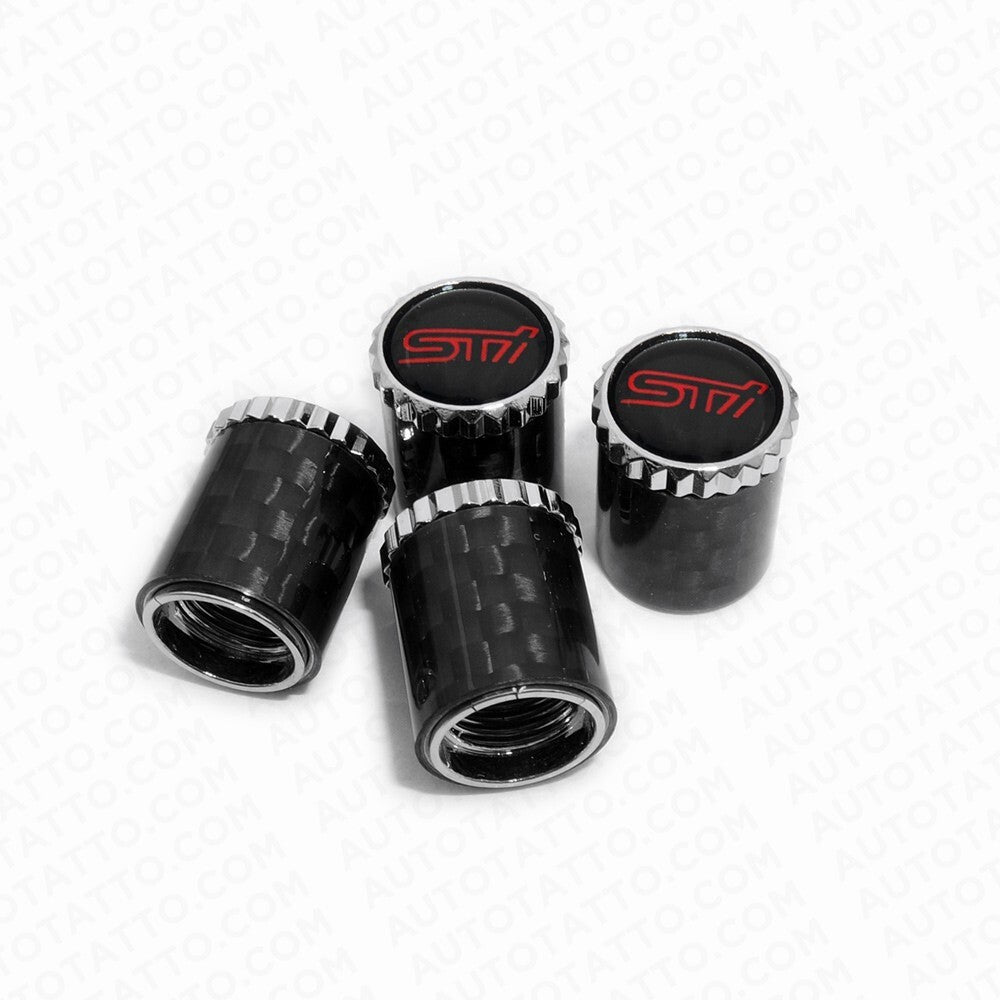 Fit STI Real Carbon Fiber Car Wheel Tire Air Valve Stem Caps Cover Keychain Ring