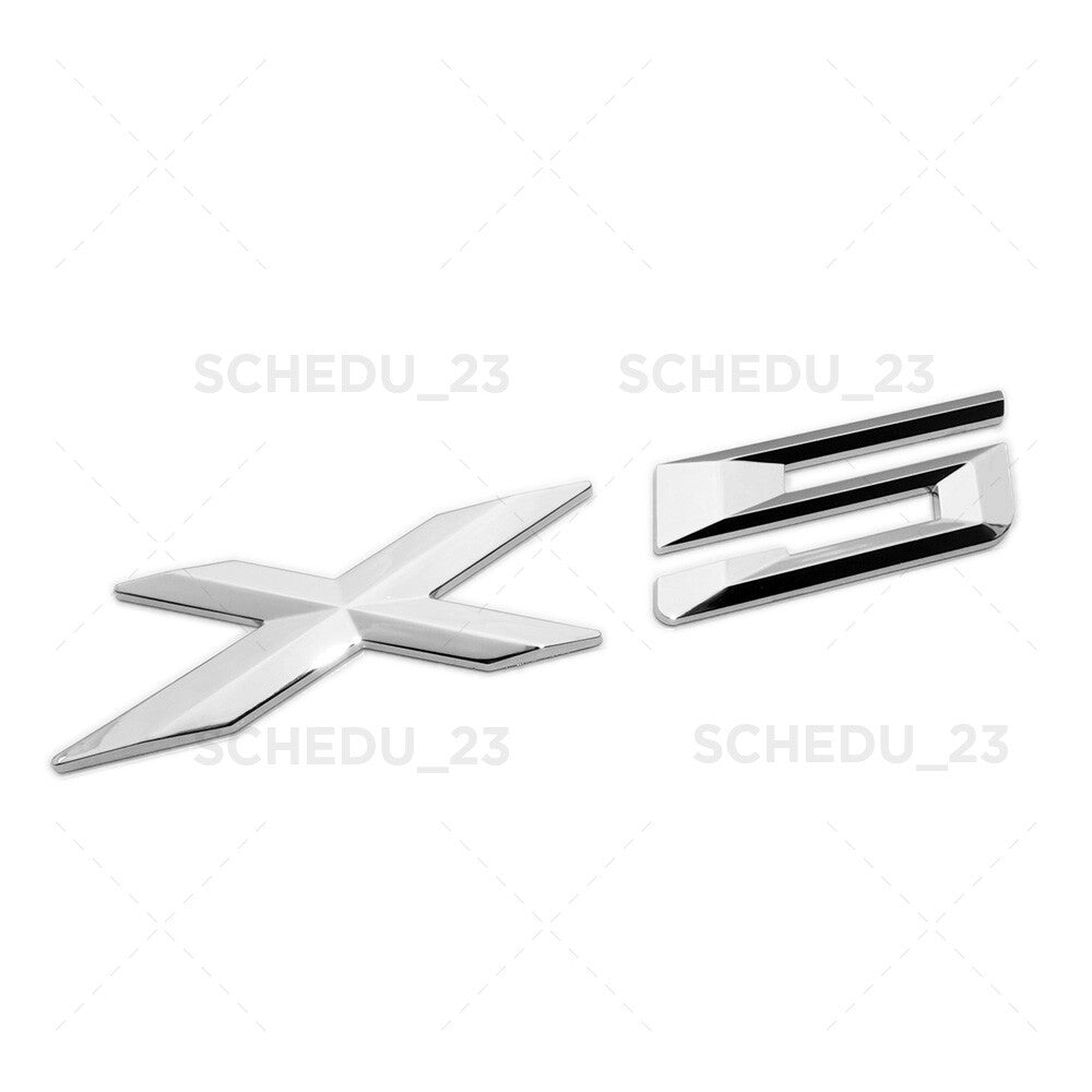 00-13 Chrome X5 Letter Logo Emblem Badge Liftgate Rear Trunk ABS ///M Sport