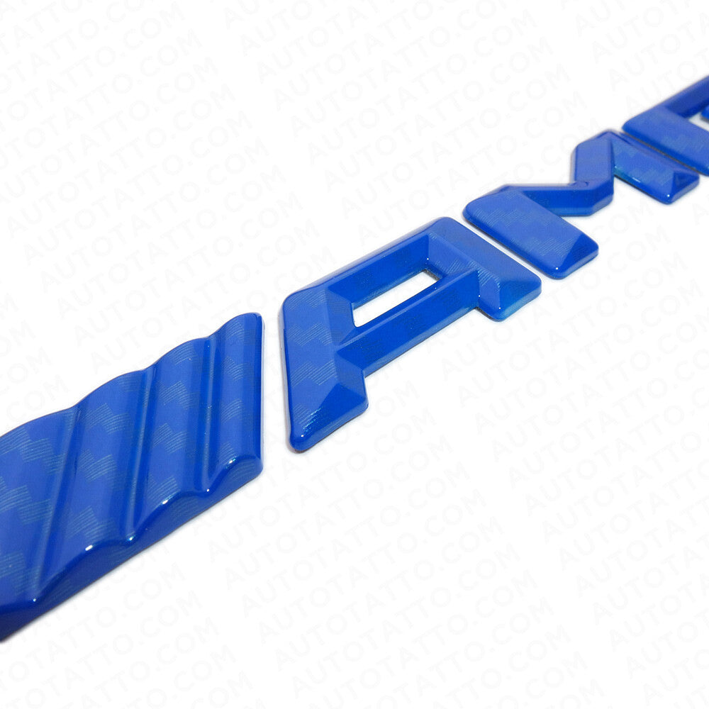Blue Carbon Fiber Style AMG Sport Car Emblem 3D Trunk Lid Logo Badge Decoration