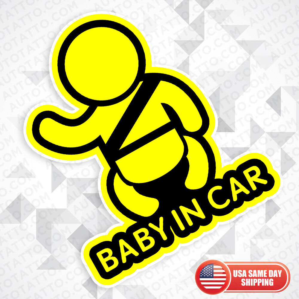 Baby in Car Seat Belt 3D Sticker Decal Kid on Board Van Trunk Window Decorate