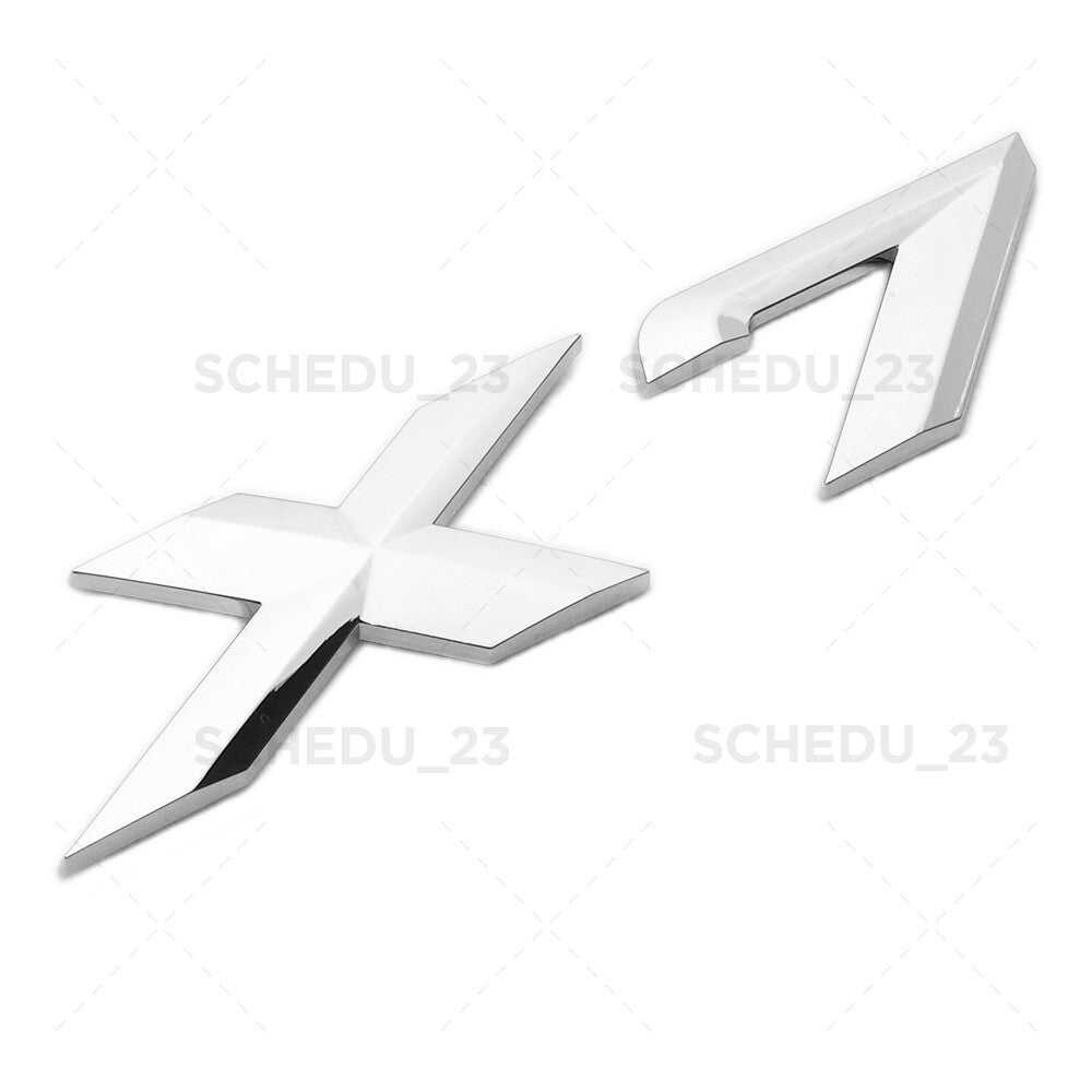 Chrome X7 Letter Logo Emblem Badge Nameplate LiftGate Rear Trunk ABS ///M Sport