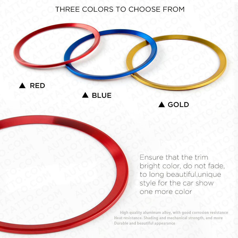 Audi Aluminum Steering Wheel Ring Logo Badge Sticker Emblem Decoration - Gold