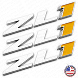 3pcs Camaro Hood & Rear Bumper ZL1 Nameplate Logo Emblem Decorate Chrome Yellow