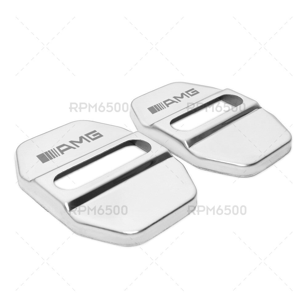 2pcs Stainless Steel Door Striker Cover Lock Buckle Cap For Mercedes-Benz AMG
