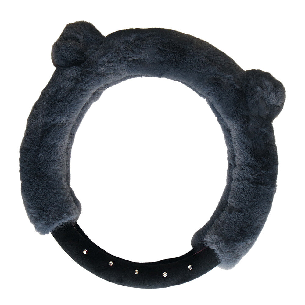 Universal Soft Warm Ears Faux Rabbit Fur Car Steering Wheel Cover for Decoration