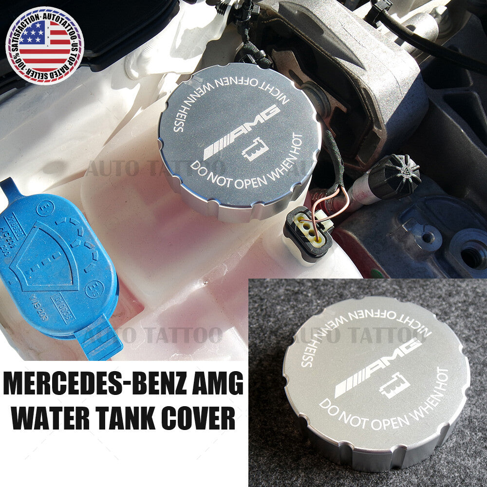 Mercedes AMG Sport Universal Aluminum Water Washer Tank Cap Cover Trim Silver