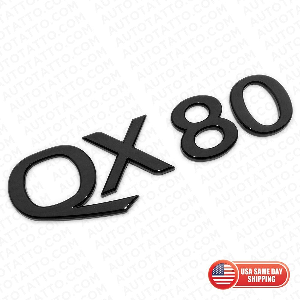 For Infiniti QX80 Rear Liftgate Logo Letter Badge Emblem Nameplate Gloss Black