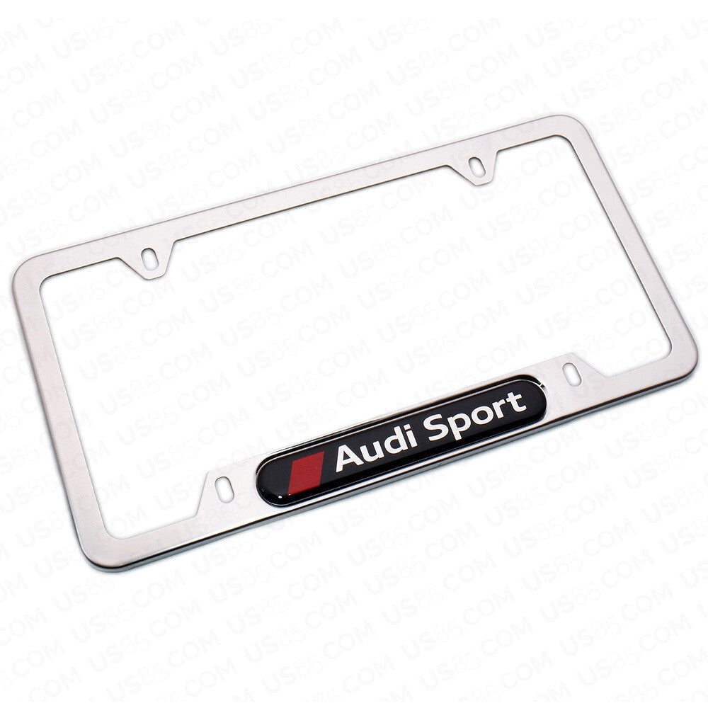 Chrome Stainless Steel Front Rear Audi Sport Logo License Plate Frame Cover Gift