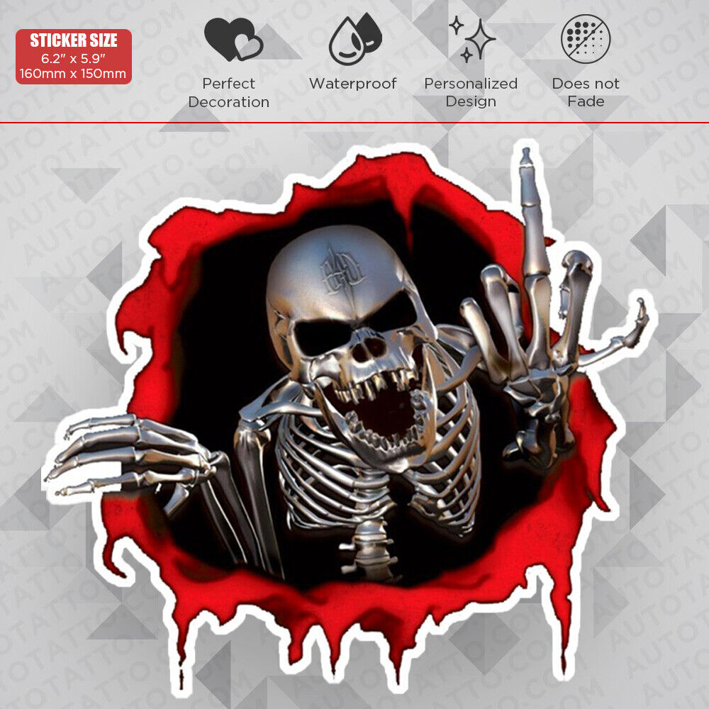 Funny Horror Skeleton Skull 3D Sticker Decal Home Car Truck Door Window Decorate