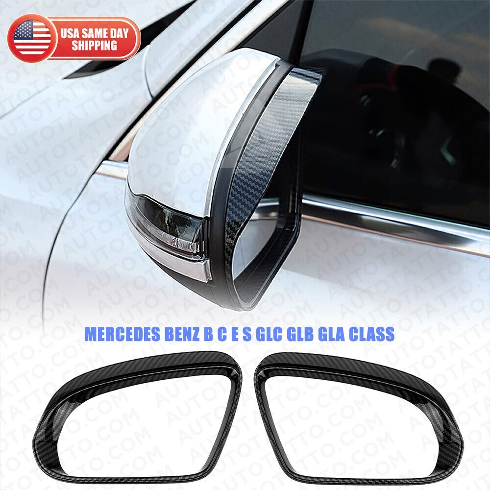 Benz C E S GLC GLB GLA Class W205 W213 Rearview Mirror Rain Shield Carbon Fiber