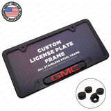 Black Stainless Steel Front Rear Emblem License Plate Frame Cover Gift - GMC