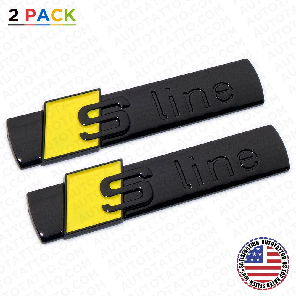 2pcs Sline S LINE Side Fender Marker Emblem Decal Badge Decorate Sport Yellow