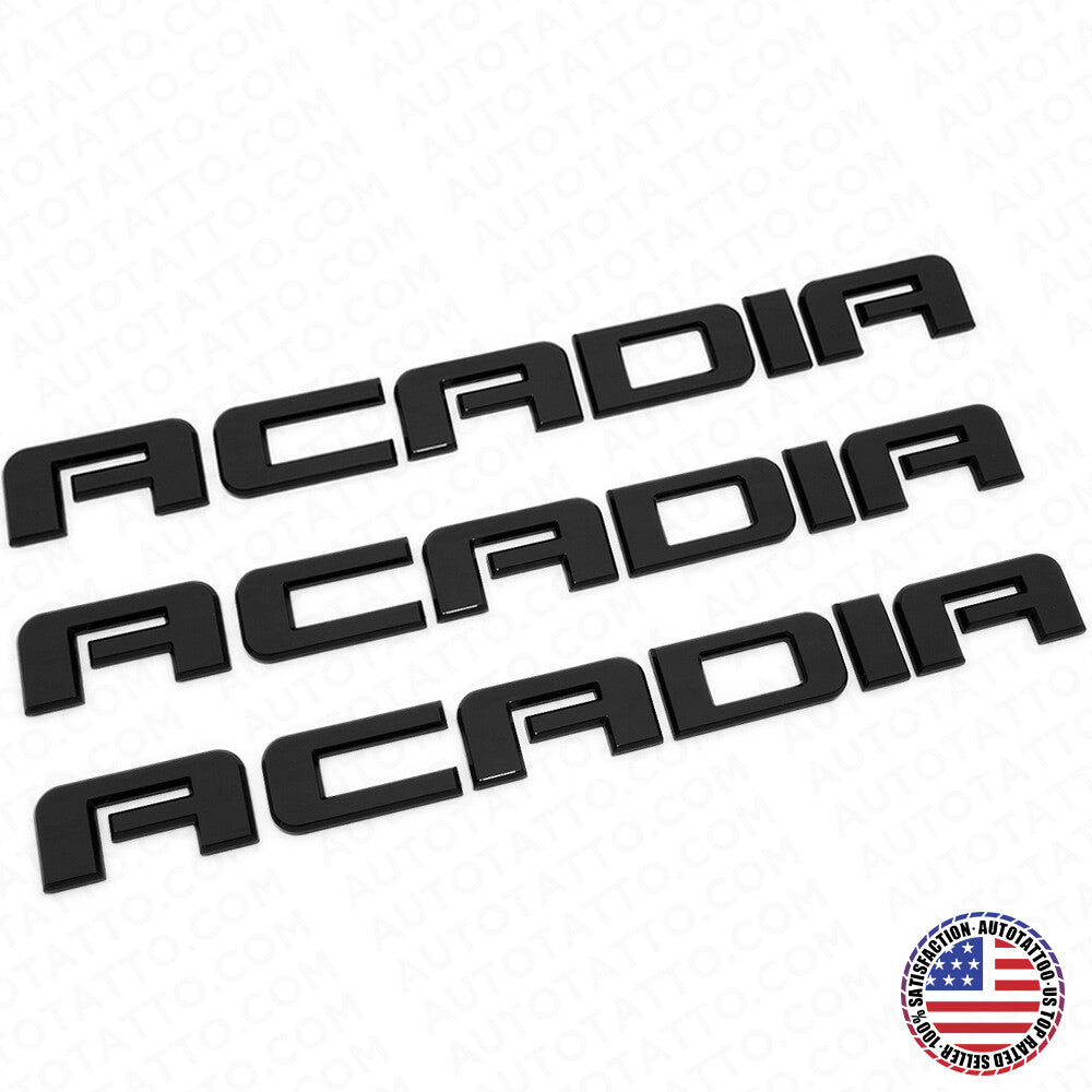 3pcs GMC Acadia Front Door or Rear Liftgate Nameplate Logo Emblem Gloss Black