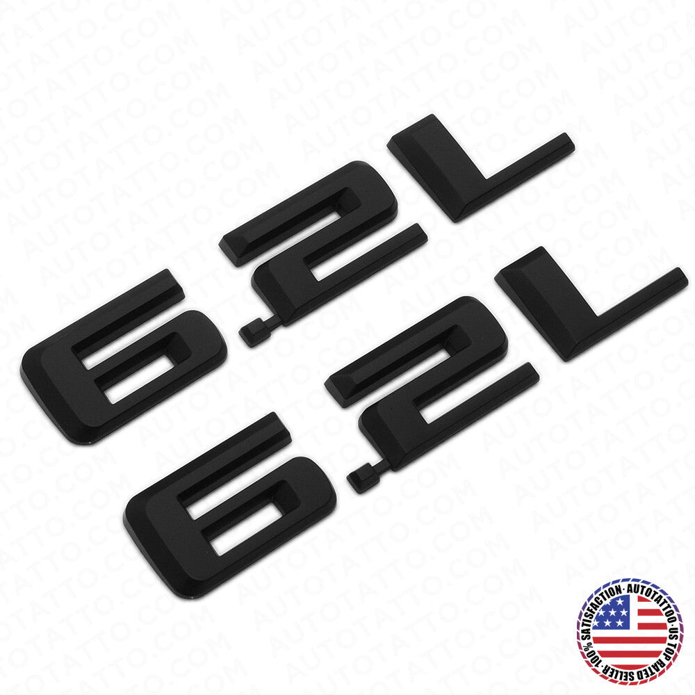 2x 19-22 Matte Black Chevy Silverado 1500 6.2L Hood Letter Logo Emblem Badge Z71