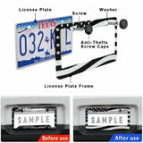 2pcs Black Stainless Steel USA American Nations Flag Car License Plate Frame