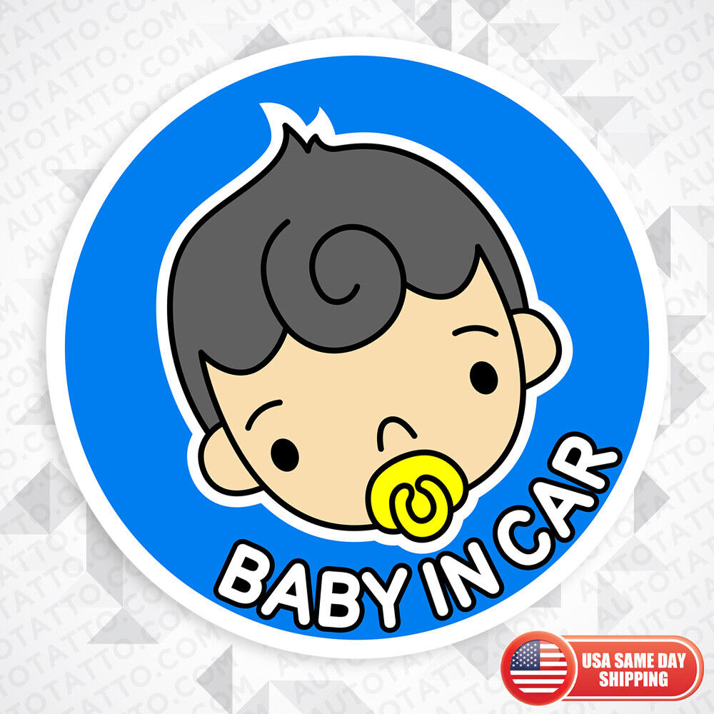 Cute Baby Boy in Car Sticker Decal Kid on Board Truck Van Trunk Window Decorate
