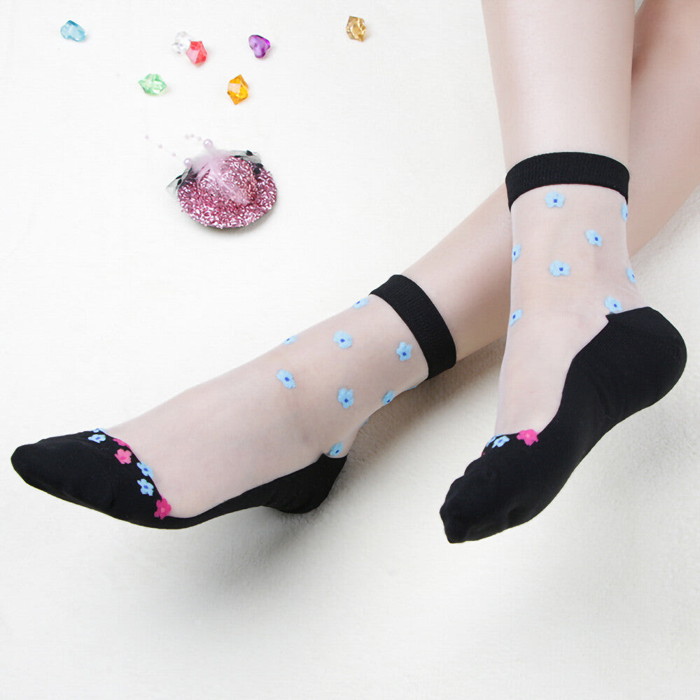 2 Pairs of Sexy Cute Little Floral Lace Cotton Breathable Soft Short Ankle Socks