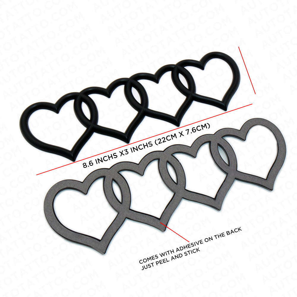 Audi Sport Car Trunk Lid Love Heart Rings Badge Logo Emblem Decor Matte Black