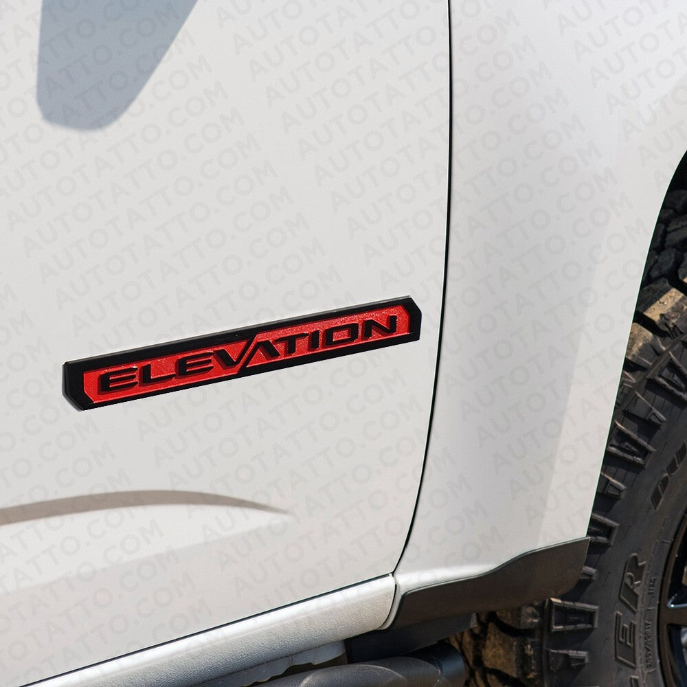 3pcs 19-23 GMC Sierra Elevation Front Door Tailgate Nameplate Emblem Black & Red