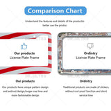 2x Universal Stainless Steel USA American Nations Flag Car License Plate Frame