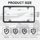 Slim Carbon Fiber Style License Plate Frame 2 PCS Stainless Steel Heavy Duty US