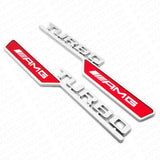 Set 3D Turbo AMG Edition Side Fender Marker Logo Badge Emblem Decorate Sport Red