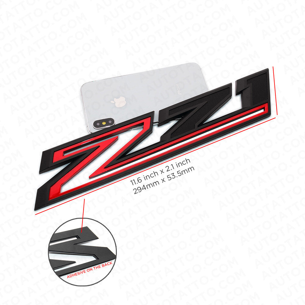 2x For Chevy 19-21 Silverado Z71 Fender Letter Sport Logo Emblem Badge Black Red