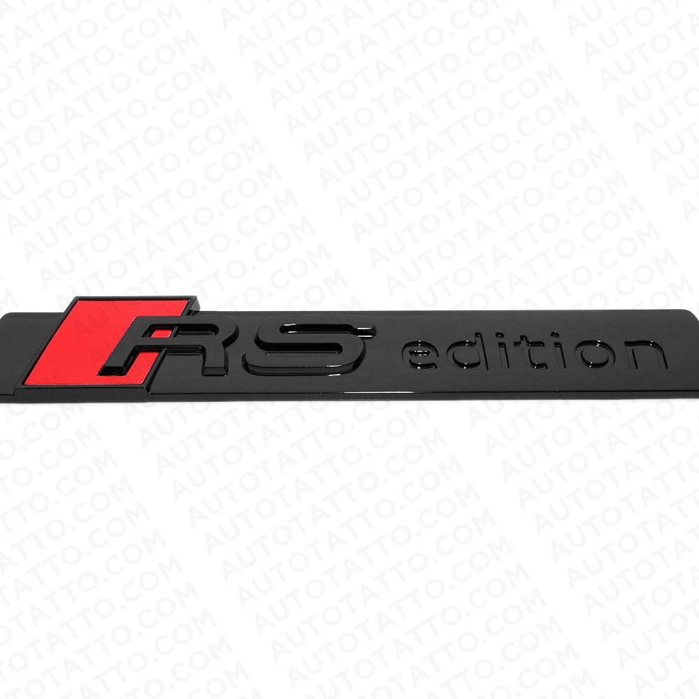 2x Audi Sport RS Edition Side Fender Nameplate Emblem 3D Decal Badge Gloss Black
