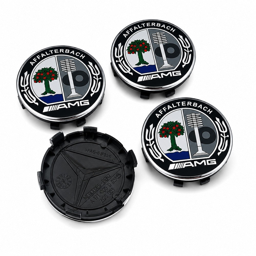 4 Wheel Center Caps AMG Affalterbach Emblem 75MM Mercedes Benz Rim