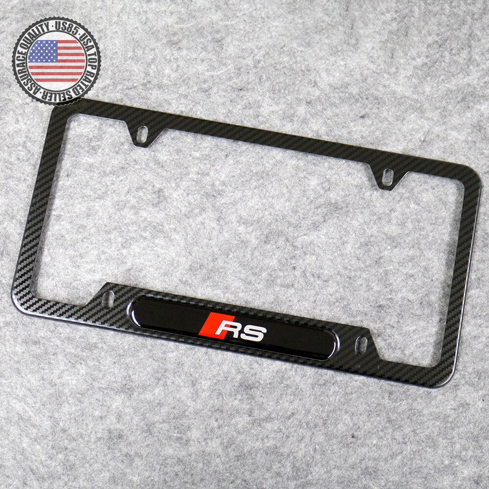 For Audi RS Front or Rear Carbon Fiber Texture License Plate Frame Cover Gift