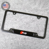 For Audi RS Front or Rear Carbon Fiber Texture License Plate Frame Cover Gift