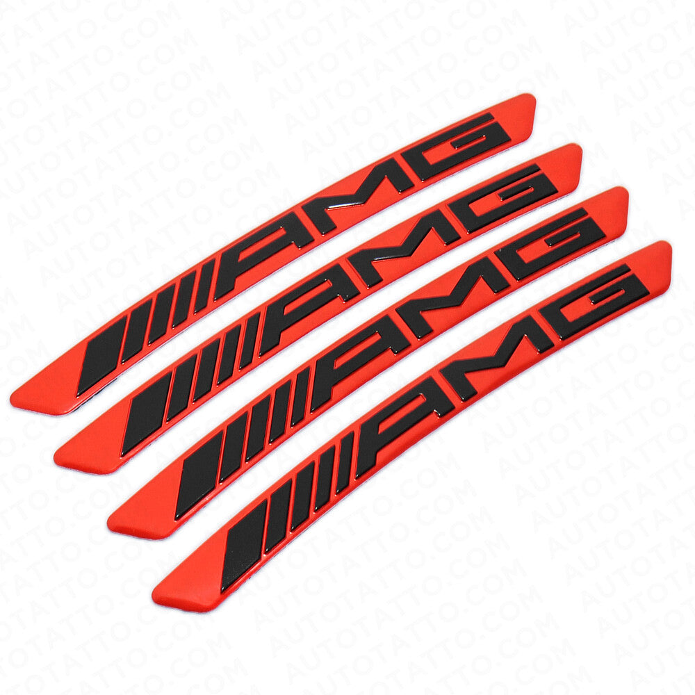 4x Mercedes AMG Edition Sport Wheels Badge 3D Sticker Logo Emblem Decoration Red