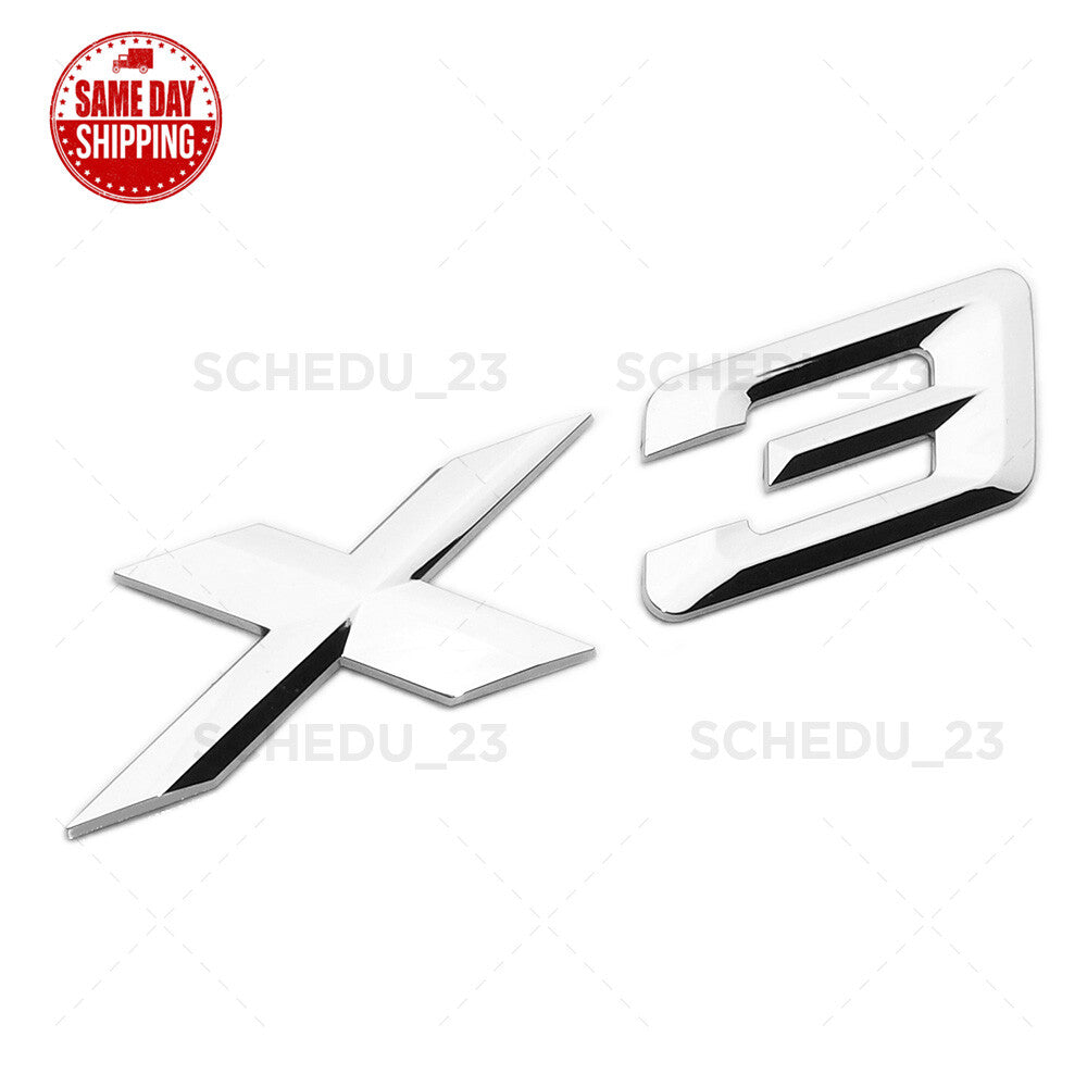 18-24 Chrome X3 Rear Trunk Liftgate Nameplate Letter Emblem Badge /M Sport