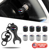 4pcs Hex M Power Sport Car Tire Wheels Air Stem Dust Valve Cap Cover + Keychain