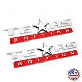 2x GMC Chevrolet Cadillac TEXAS Edition Door Emblem Badge Decorate Chrome Red
