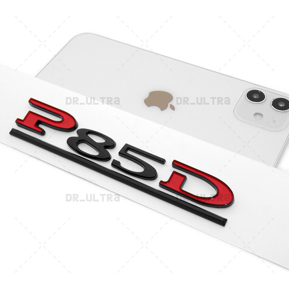 Tesla Liftgate P85D Performance Nameplate Logo Badge Emblem Sport Black Red