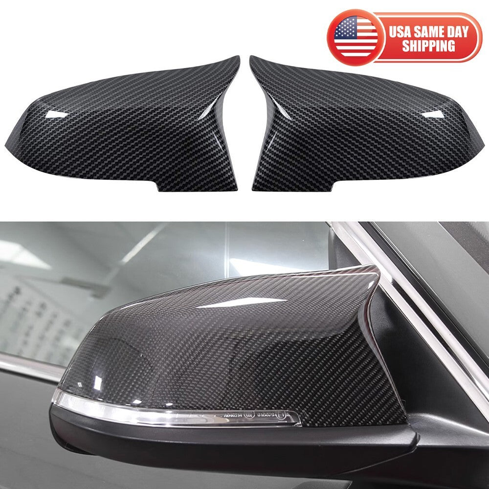 Carbon Fiber Style Side Mirror Cover Cap for BMW 14-18  F10 F11 F18 5-Series LCI