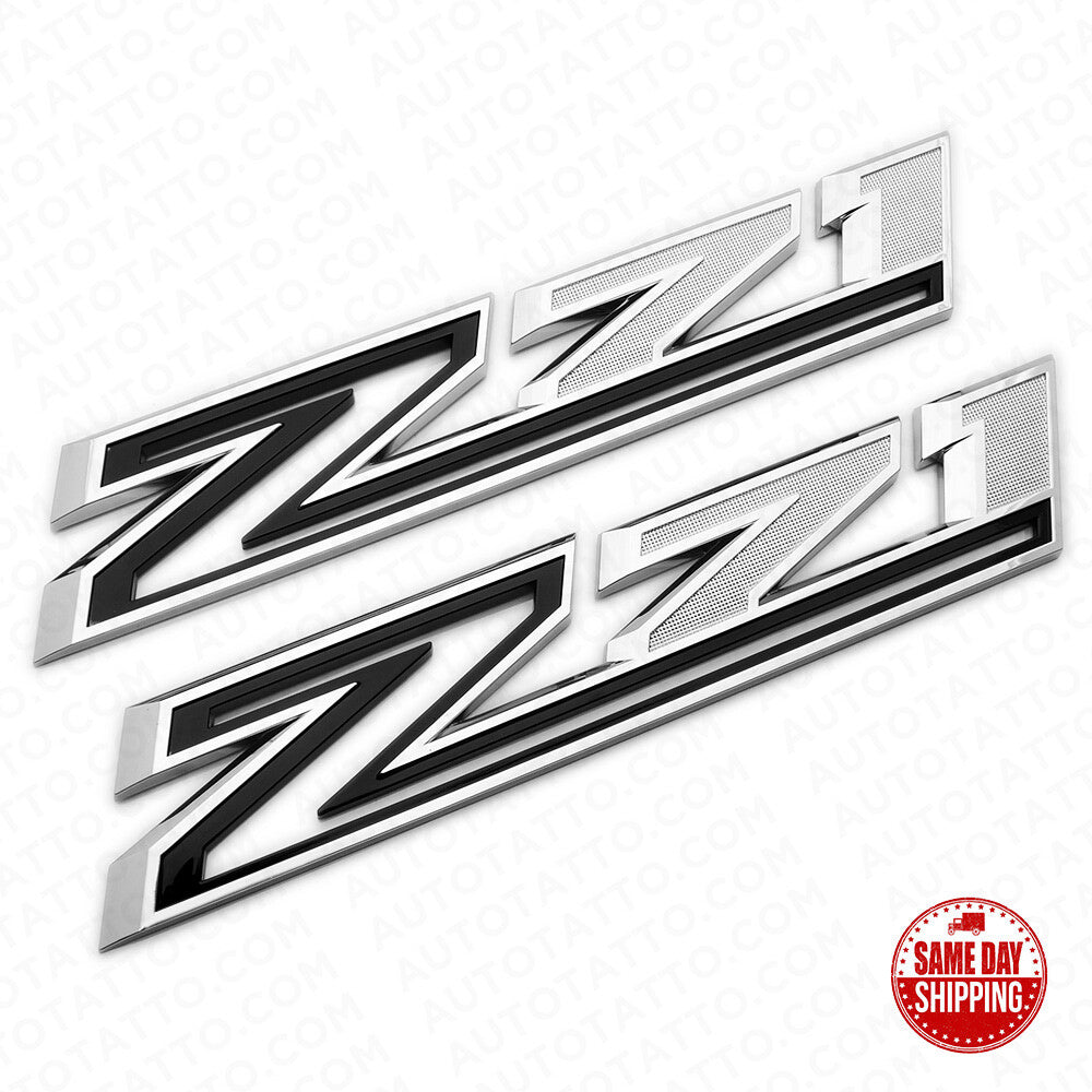 2x For Chevy 19-21 Silverado Z71 Fender Letter Sport Logo Emblem Badge Black