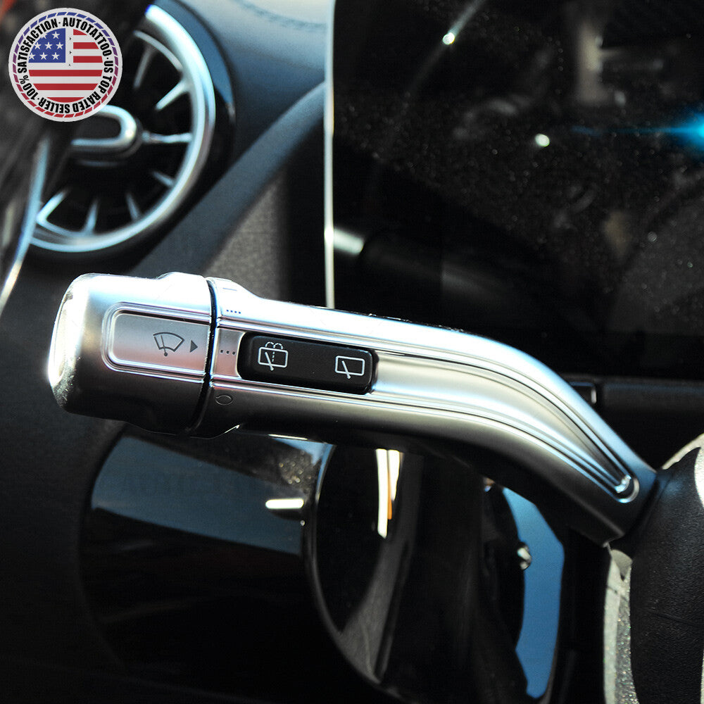 Mercedes A CLA GLA GLB Matte Silver Steering Wheel Shift Wiper Lever Cover Trim