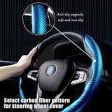 Universal Blue Carbon Fiber Car Steering Wheel Cover Non Slip Protector Decorate