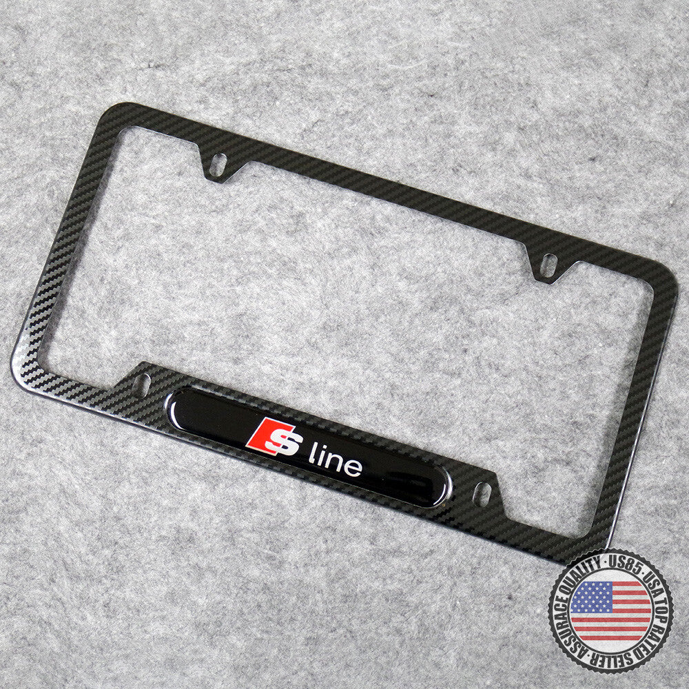 S Line Sport Front or Rear Carbon Fiber Texture License Plate Frame Cover Gift
