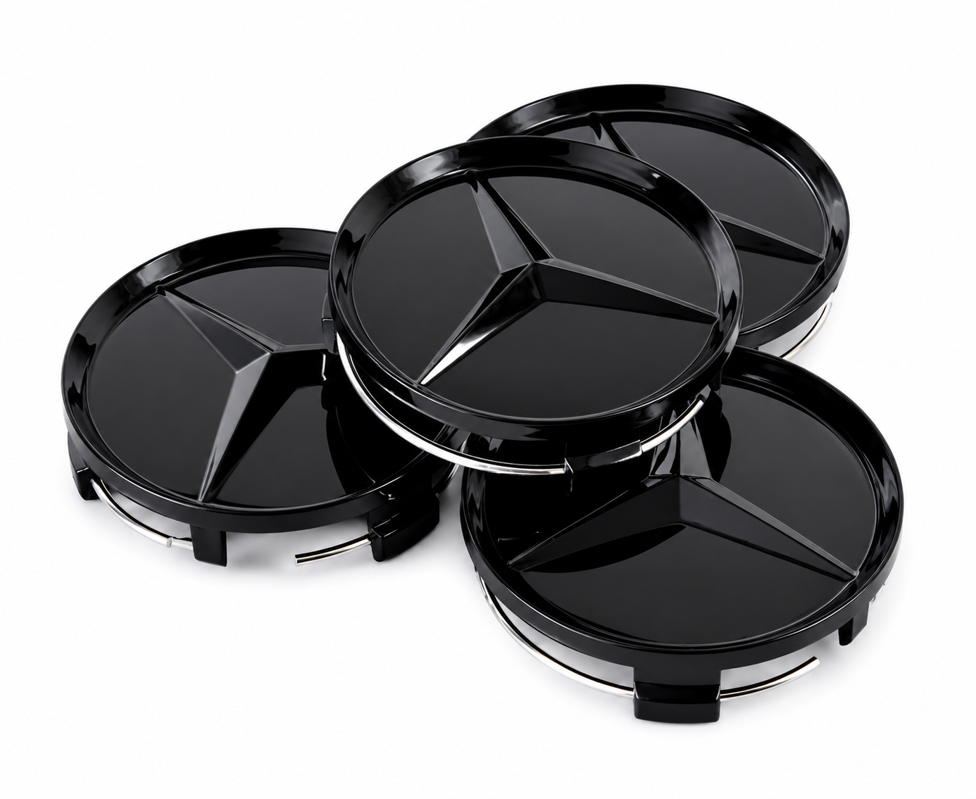 4X Mercedes-Benz Classic Black Wheel Center Hub Caps Emblem 75MM AMG Limited