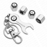 Hex Mercedes-Benz Car Tire Wheel Air Stem Dust Valve Caps Cover Wrench Keychain