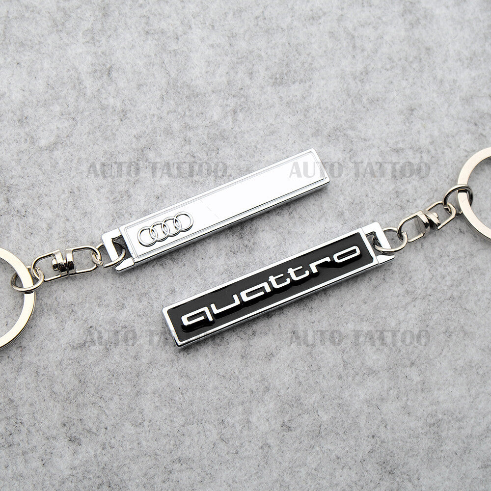 Audi Ring Quattro Nameplate Fashion 3D Car Sport Key Fob Keychain Gift Decorate