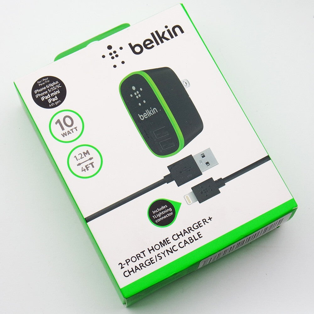 Belkin 2-port USB Car Charger + 4ft Cable for iphone 11 12 13 14 Pro XS iPod